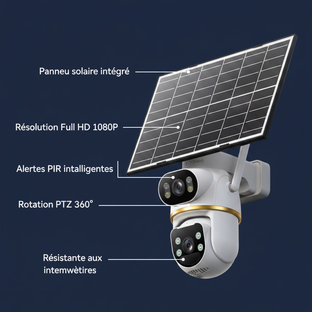 Camera avec panneau solaire